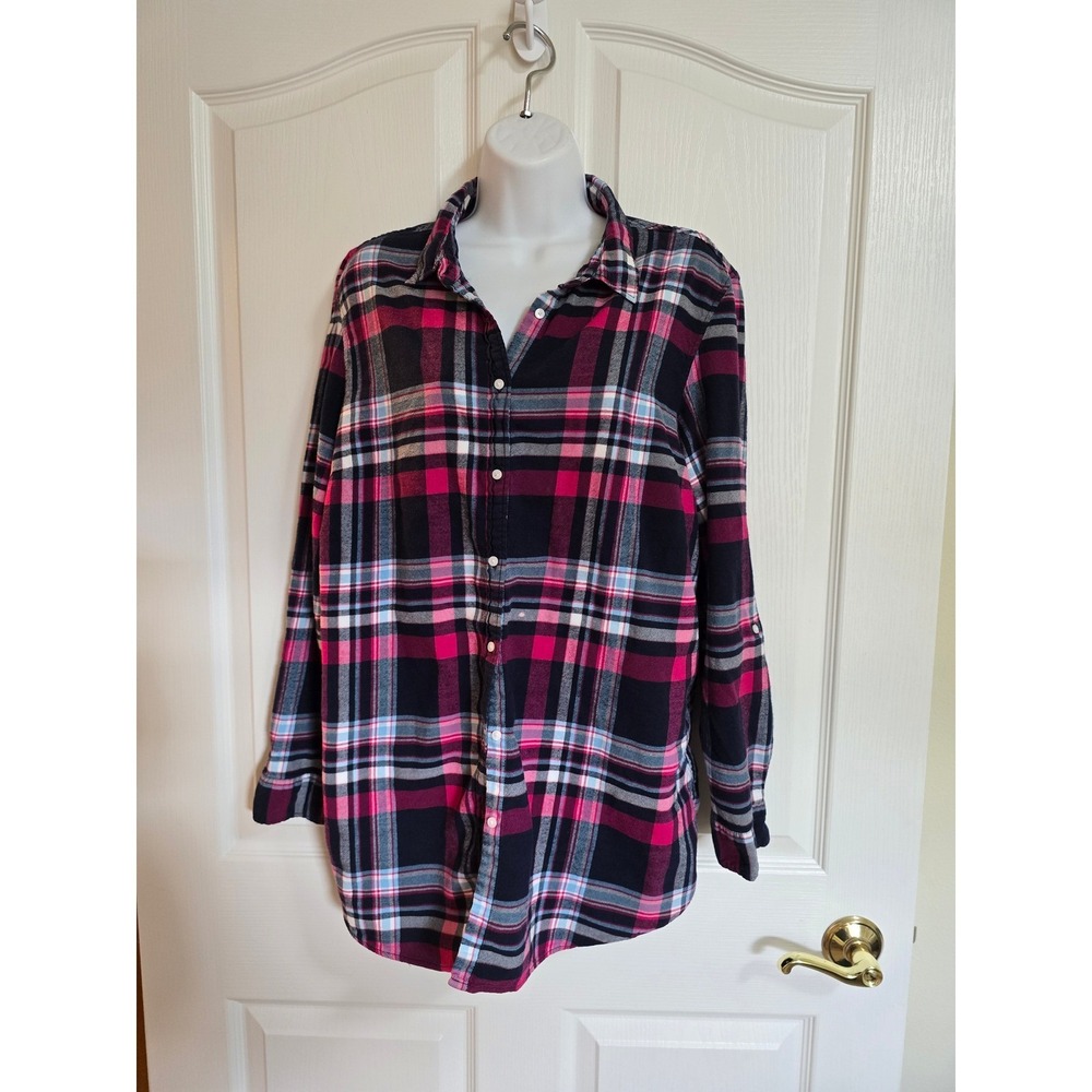 Tommy Hilfiger Plaid Relaxed Fit Long Sleeve Button Up Shirt Women's XXL /0383